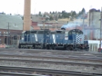 MRL 111 GP9 along with MRL 702 outside the MRL shop